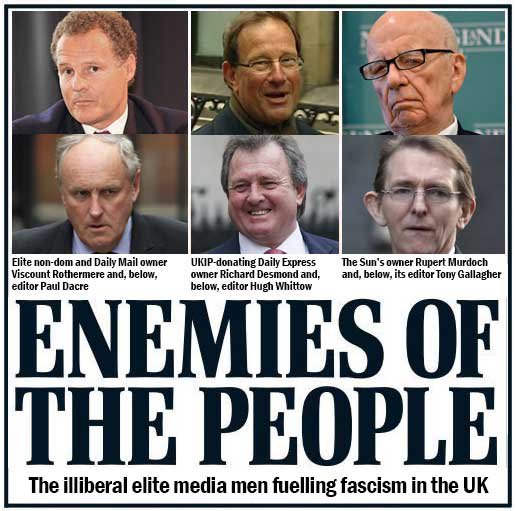 hapoelcalacoto's tweet photo. These 3 newspapers owners &amp; their 3 editors are the true #EnemiesOfThePeople for manufacturing fear &amp; animosity for their own political ends https://t.co/3uW2iPRB9N