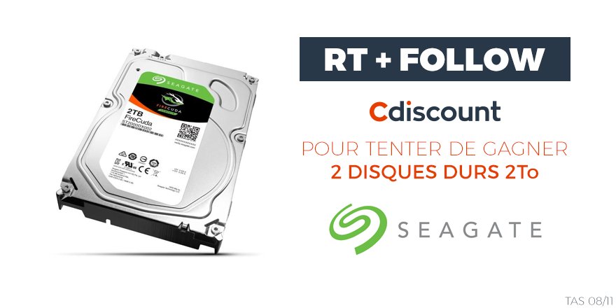 Cdiscount's tweet image. 🚀 RT + Follow @Cdiscount pour tenter de gagner l'un des 2 Disques Durs @Seagate Desktop HDD FireCuda 2To 3.5'' ➔ bit.ly/2e5LfeW