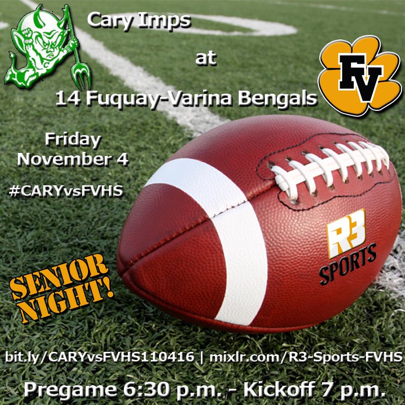 Get up, Bengal Nation! It's #Gameday! #CARYvsFVHS #SeniorNight #SWAC #RollBengals🏈