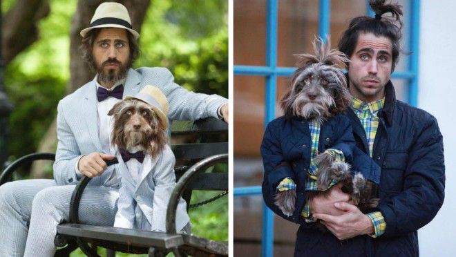 Evropa2's tweet image. Stylaři jako blázen! Chlapík a jeho psí kámoš se fotí ve stejných outfitech bit.ly/2feJhXx #topherbrophy #dog #outfit