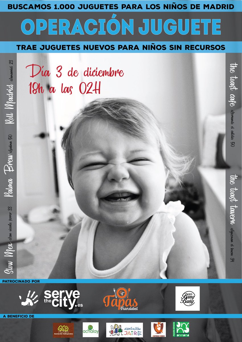 TapasTranslated's tweet image. Holiday Charity Party! Looking to raise 1000 gifts! Everyone's invited!¡Todos están invitados! #VIERNES #FelizFinde