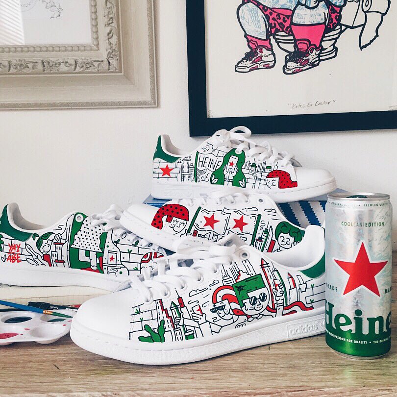 FatLipRussell's tweet photo. The @Heineken_SA sneakers are looking fresh! I'm very excited for the winners to get their sneakers. #opennextlevel https://t.co/SanerrV4v7