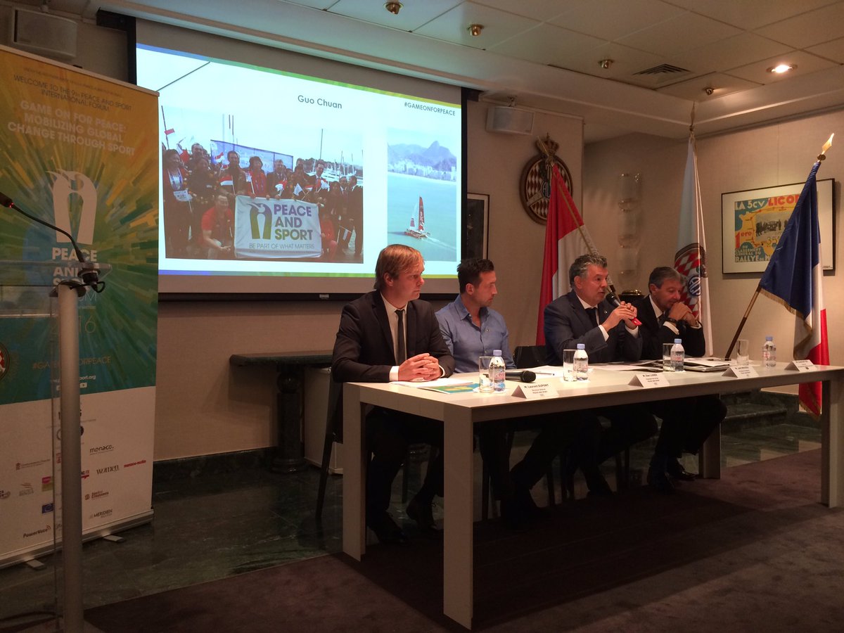 Press Conference under way at <a href="/ACM_Media/">Automobile Club de Monaco</a> to present 9th #Forum. Our thoughts are with #ChampionforPeace <a href="/ChuanGuo/">Chuan Guo</a>. #gameonforpeace