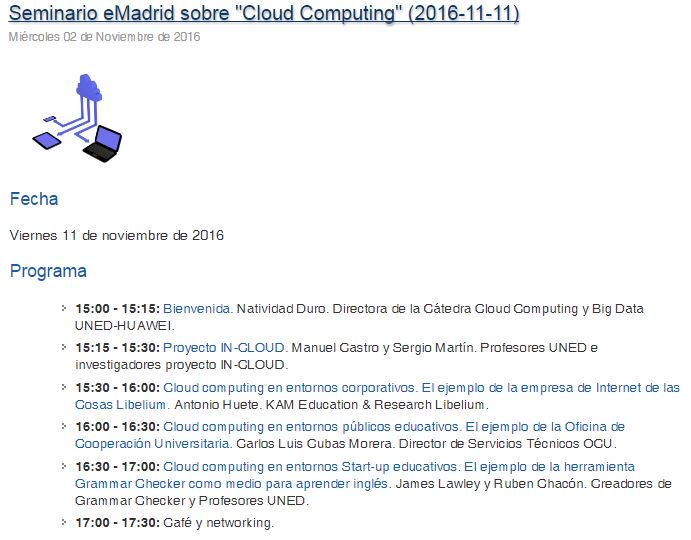 emadridnet's tweet image. Si al final del seminario #eMadridNet quieres saber aún más sobre #CouldComputing, te invitamos a café y networking ¡no te lo pierdas!