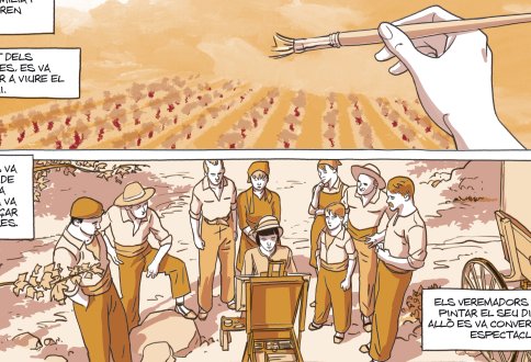 RaulDeamo's tweet photo. El virtuoso @davidmorancho está acabando la última entrega de #Vinomics. Una historia con olor a acuarelas y vendímia #ViCatalà #Comic https://t.co/Xl1MOkzgzN