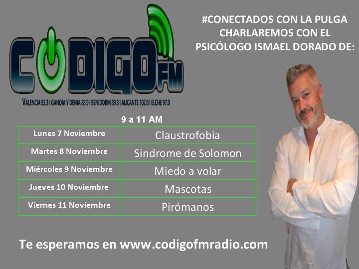 ismaeldoradoPS's tweet photo. zona #Alicante @codigo_fm radio con @JOHANNAPULGA en #conectadosconlapulga. cada día un tema de #Psicologia con #ismaeldoradopsicologo https://t.co/gbCdvMFY2X