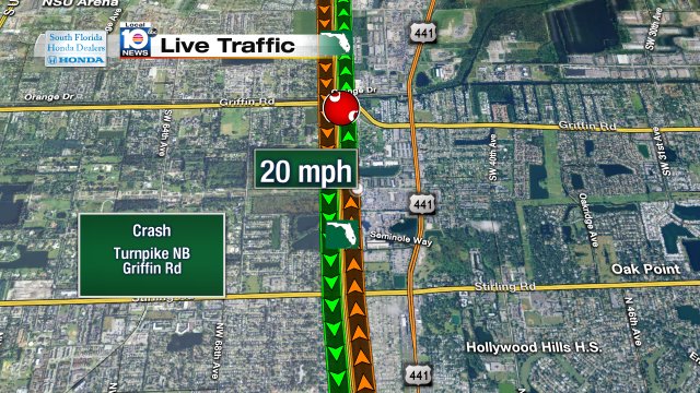 Crash on Turnpike NB at Griffin Rd #traffic https://t.co/M7vPmXPavp