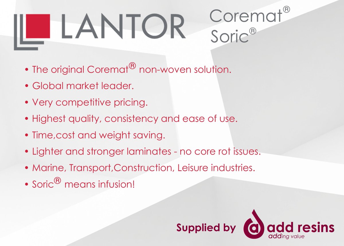AddResins's tweet image. Lantor Coremat® and Soric® - global standard, non-woven composite core material solutions from add resins. addresins.com @LantorBV