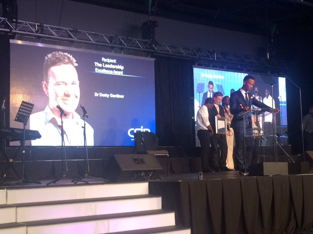 CSIR's tweet photo. The Leadership Excellence Award 2016 recipient:
Dr Dusty Gardiner and Dr Francois Engelbrecht #CSIRExcellence2016 https://t.co/gKzmuXepj6