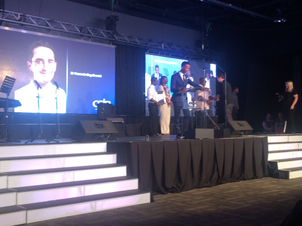 CSIR's tweet photo. The Leadership Excellence Award 2016 recipient:
Dr Dusty Gardiner and Dr Francois Engelbrecht #CSIRExcellence2016 https://t.co/gKzmuXepj6