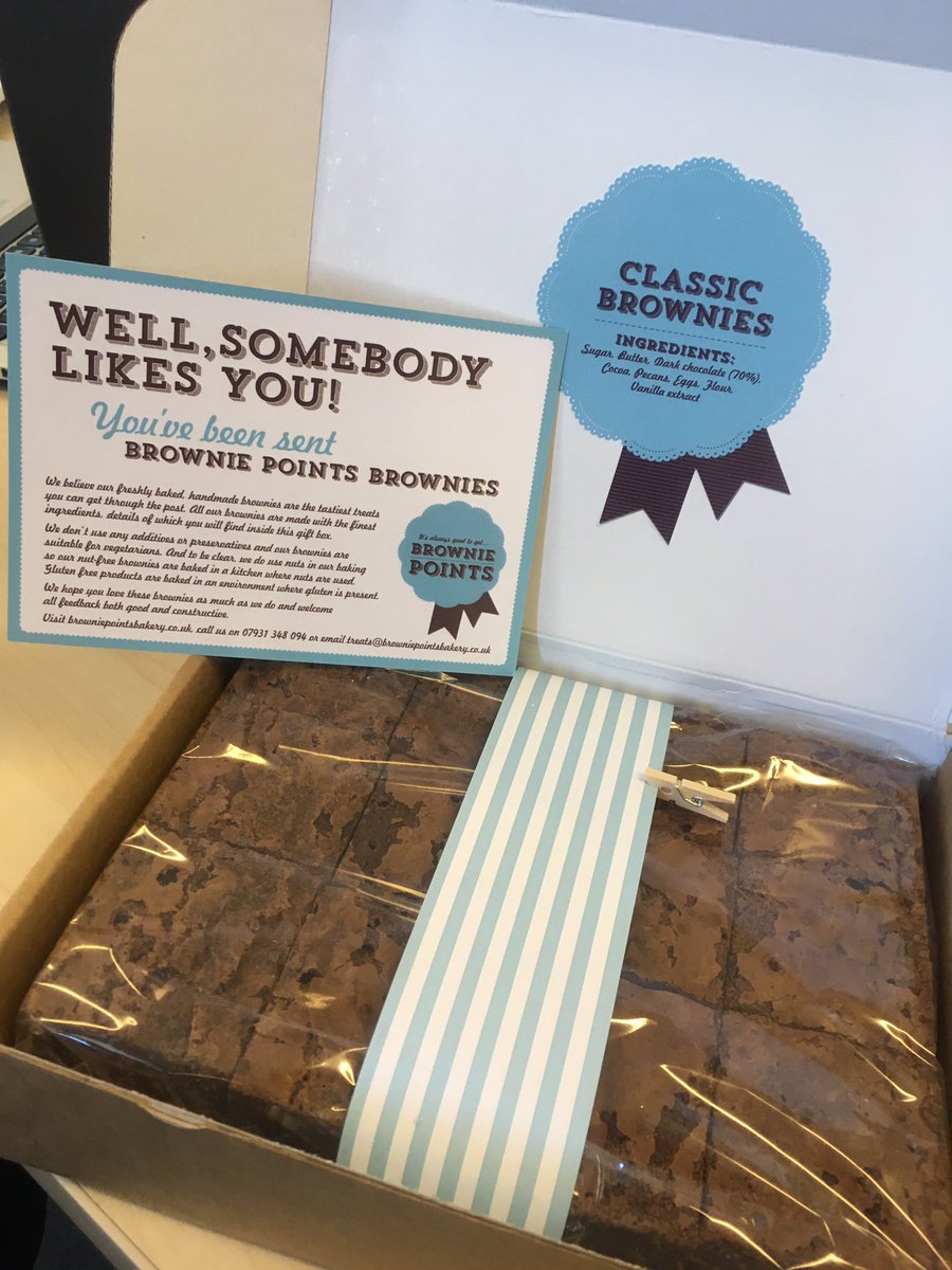 That was a lovely surprise from Rob Keates <a href="/O2/">O2</a> thanking our team on #o2smalltalks -didn't realise you can get #browniepoints in the post 😋
