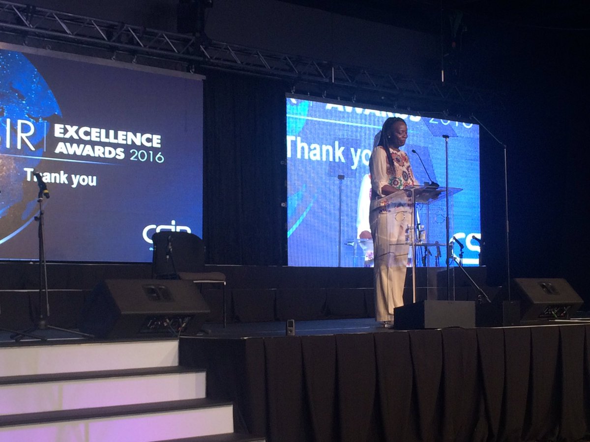 CSIR's tweet photo. Dr Rachel Chikwamba closes an amazing award ceremony, thanking #TeamCSIR for their hard work and excellence #CSIRExcellence2016 https://t.co/74RZF9w79k