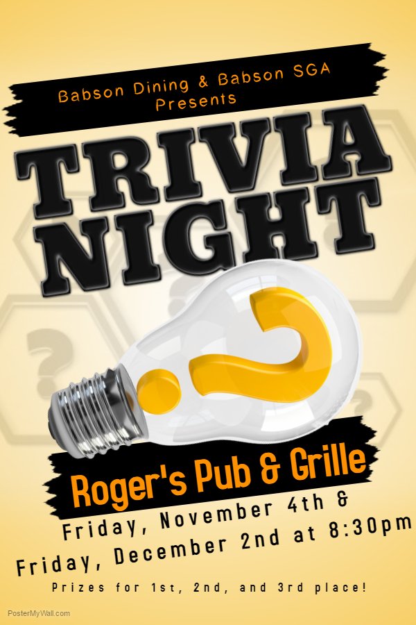 Stop by Roger's Pub &amp; Grille tonight for some trivia!