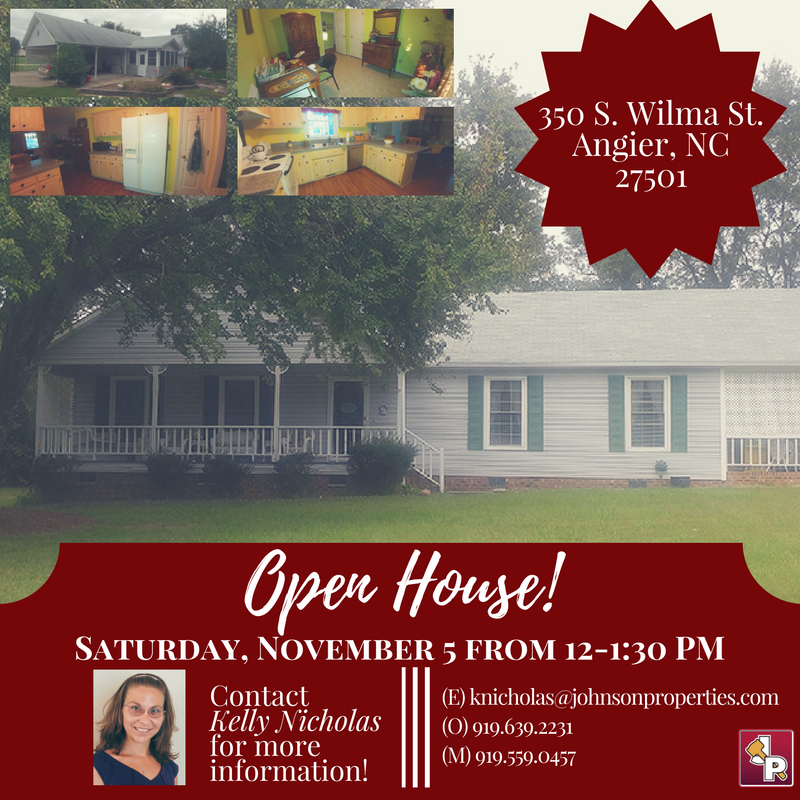 jpauctions's tweet photo. Join us TOMORROW from 12-1:30 PM at 350 S. Wilma St. in Angier, NC for OPEN HOUSE || #johnsonproperties #jpopenhouse #angiernc #realestate https://t.co/4s6Rh2gJLx