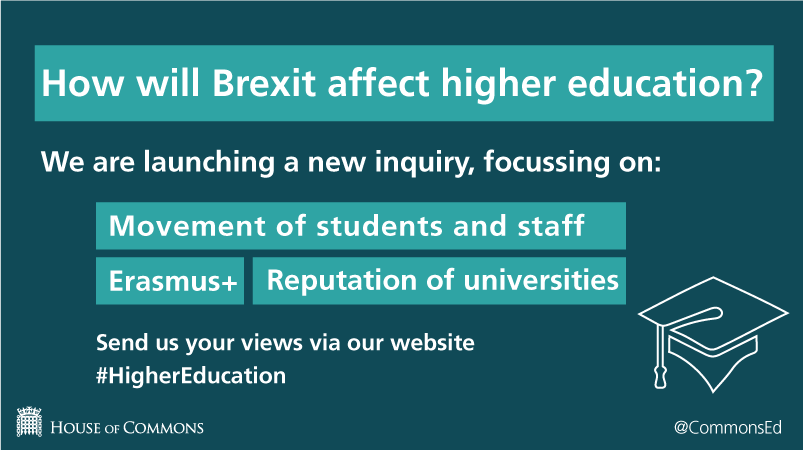 Deadline for submissions to our inquiry into the effect of Brexit on higher education is next Friday. See more here: goo.gl/MjbRnS