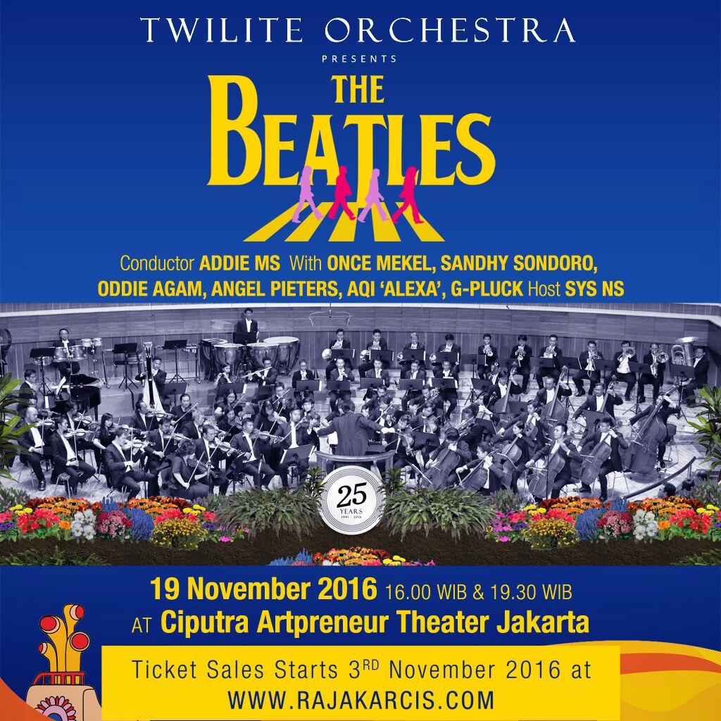 Yeay....tiket konser The BEATLES, Twilite Orchestra makin cepat terjual di hari ke-2 ini.
.
Kita akan sing a long lagu2 keren The Beatles 😊