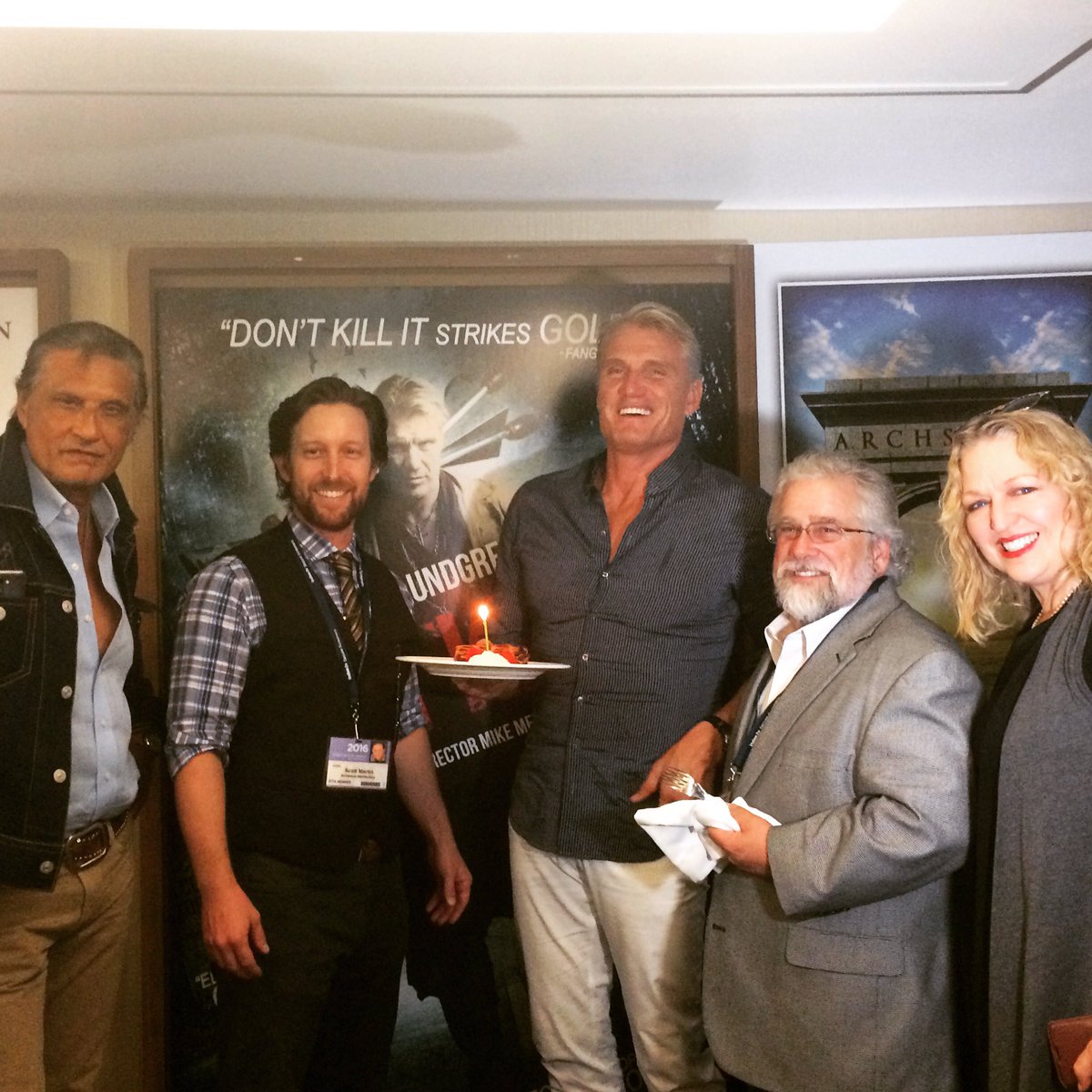 ScottMofficial's tweet photo. Celebrating @Dolph_Lundgren birthday at the #Archstone booth #afm Happy Birthday Dolph! #dontkillit @dontkillitfilm #DolphLundgren #horror https://t.co/hekK9ojtmZ