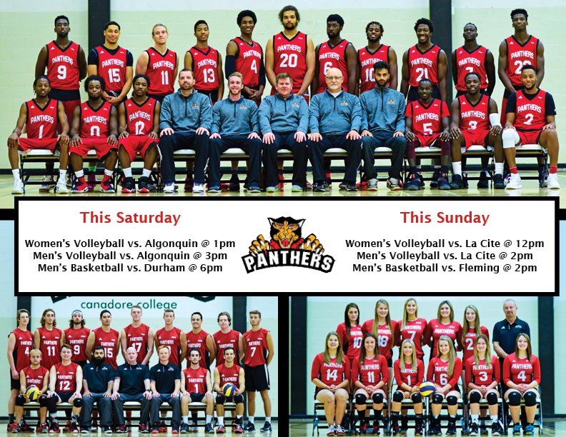 Catch our <a href="/CanadorePanther/">Canadore Panthers</a> #Varsity teams on the road this wknd in #Ottawa #Peterborough &amp; #Oshawa. Alum get a free toque #WVB #MVB #MBB
