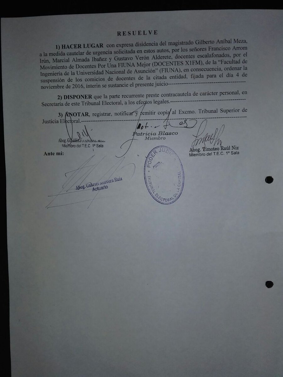 CEI_UNA's tweet photo. ¡FINALMENTE SALIÓ LA MEDIDA CAUTELAR DE PARTE DEL TSJE! Por 2da vez se suspenden las ilegales elecciones de FIUNA https://t.co/QSVaxrZ2SC