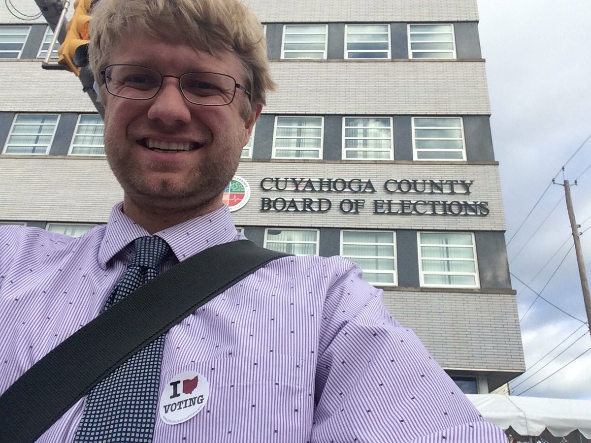 Incredibly efficient line at Cuyahoga County Board of Elections today. 2 minute wait, and free parking. Awesome! 30th and Euclid.