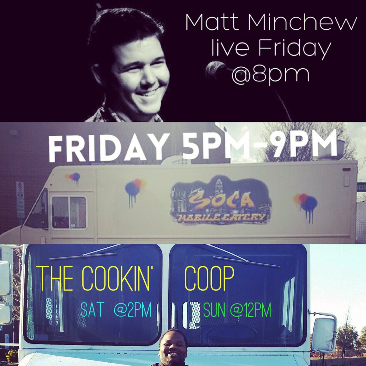 🎸 FREE LIVE MUSIC FRIDAY at 8pm with <a href="/mattminchew/">Matthew Minchew</a>  + Food trucks on site all weekend with <a href="/socaeatery/">SOCA mobile eatery</a> <a href="/thecookincoop/">Cluckin Chuck</a> #LennyBoyBrew