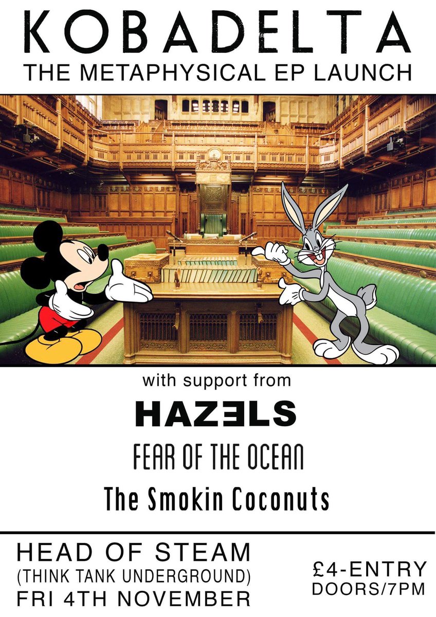 TONIGHT! We hit <a href="/HOS_Newcastle/">Head of Steam Newcastle</a> <a href="/ThinkUndergrnd/">TT? Underground</a> with <a href="/Hazels_Band/">Hazels</a> <a href="/SmokinCoconuts/">The Smokin' Coconuts</a> <a href="/fearoftheocean/">Fear Of The Ocean</a> £4 entry, Doors 7pm!