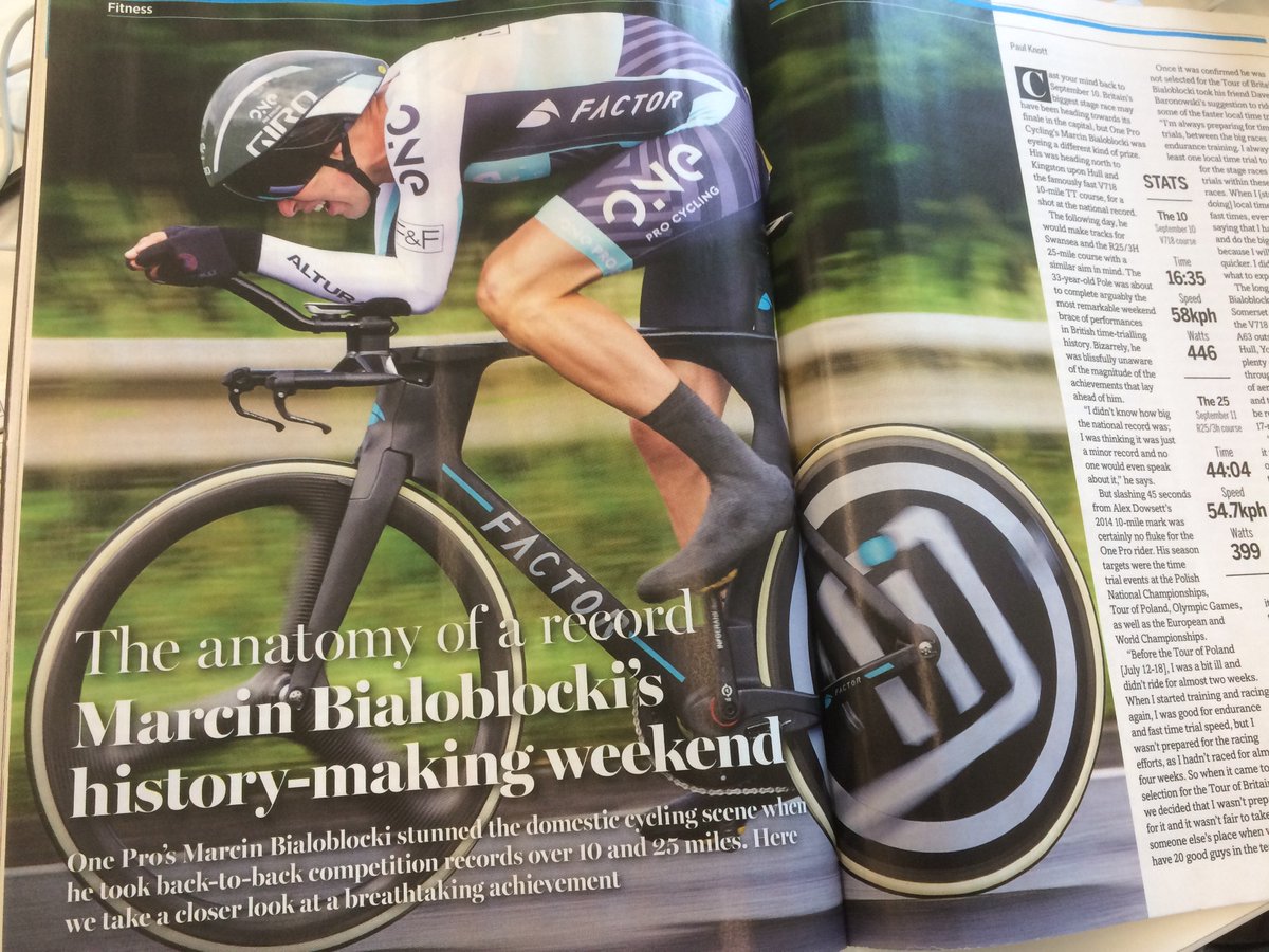 P_Knott's tweet photo. My interview with @ONEProCycling's @MBialoblocki in this week's @cyclingweekly finding out how he smashed the national 10 &amp; 25 TT records! https://t.co/C3Ak3kV1kM