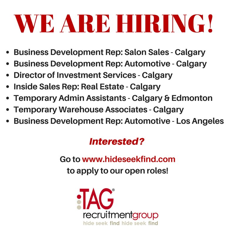 TAG_Recruitment's tweet photo. #yycjobs Visit https://t.co/fnCINqMAPS to view our open roles! https://t.co/4Hd3b7Z46P