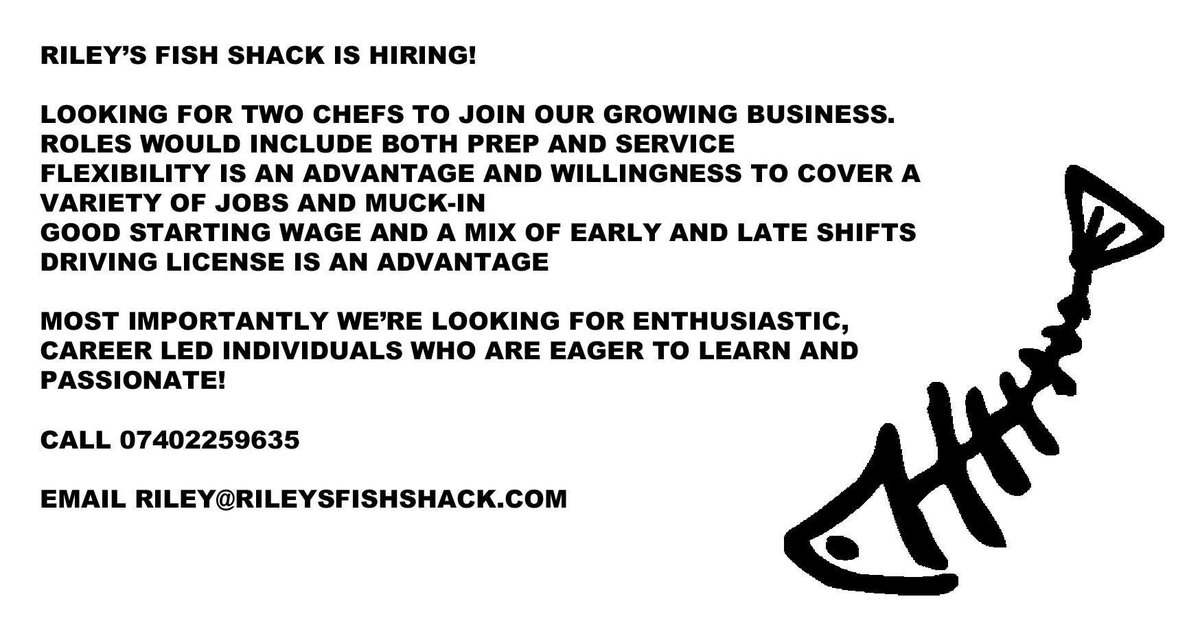rileysfishshack's tweet photo. Still Hiring! https://t.co/Jw0xYz2Vpi