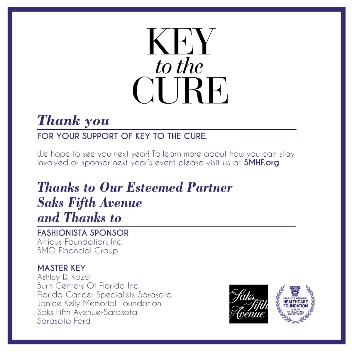 smhf_org's tweet photo. Thank you SRQ! #KTTC2016 #KTTCxSAKS https://t.co/Im6cAgWAfx