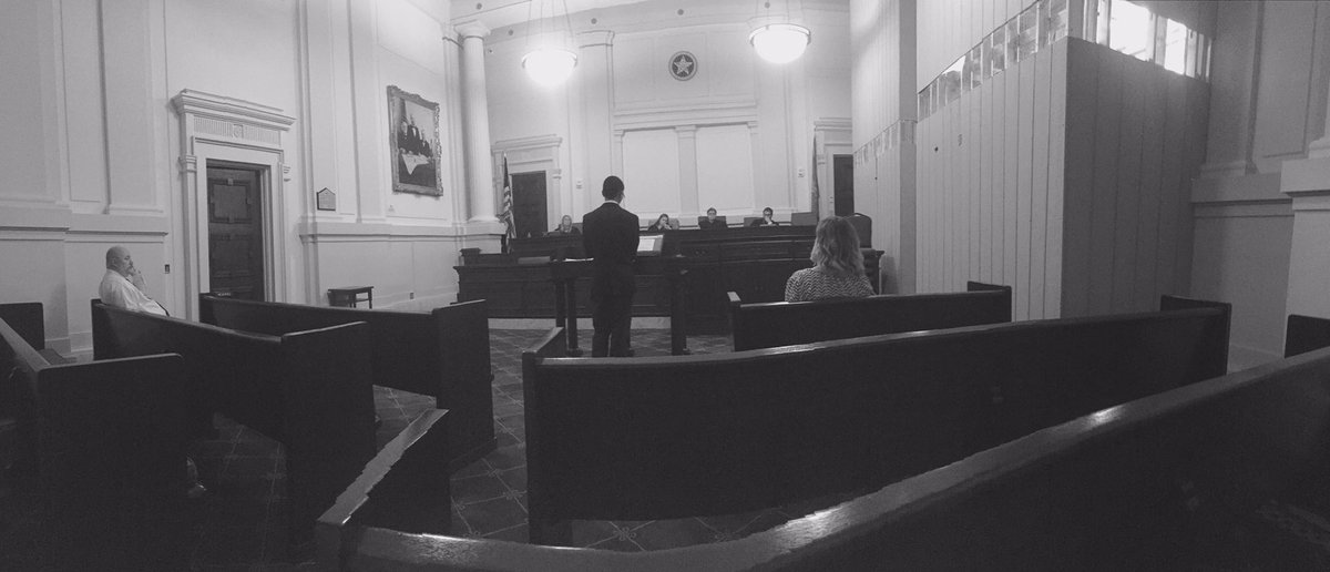 AliKlimaOIL's tweet photo. @OILJournalism Elijah Bowers and Camille Schlemme face off in the second moot court trial of the day. #OILReporter https://t.co/hbGn4ucDLO