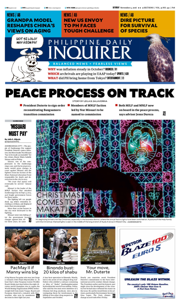 inquirerdotnet's tweet photo. JUST IN: Today's Inquirer front page. Sign up for the full issue on your tablet https://t.co/FJwmijCZky https://t.co/fecUEsDYMl