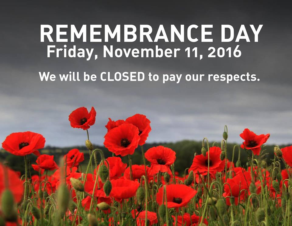 FirstStopRental's tweet image. We will be closed next Friday for Remembrance Day.