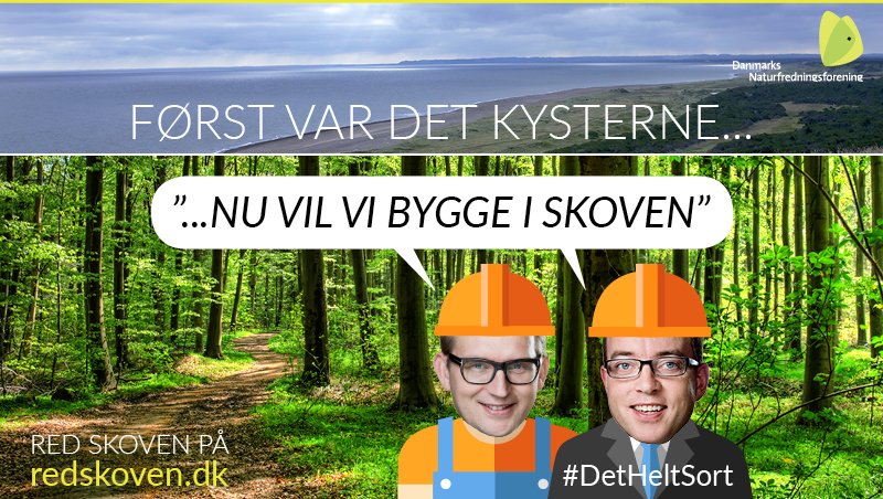 Først ville regeringen bygge på kysterne, nu vil de bygge i skoven #detheltsort Red skoven på redskoven.dk #dkpol #dkgreen