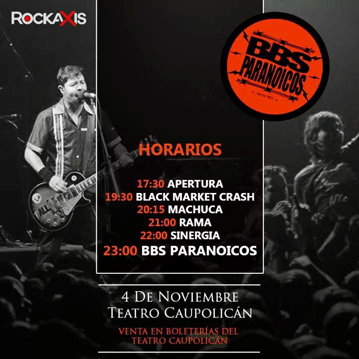 fotorockchile's tweet image. Horarios para hoy: Celebración 25 años de Bbs Paranoicos en el Teatro Caupolicán💥👊🍾💪 #BBS25 @BbsParanoicos