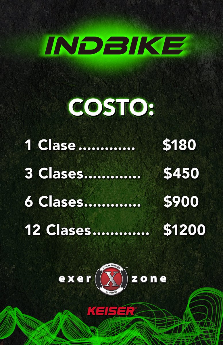 indbikemx's tweet photo. Estos son los precios por clases de #IndBikeMX en @ExerZone ¡Te esperamos! 😉 https://t.co/3xbiolAxxL