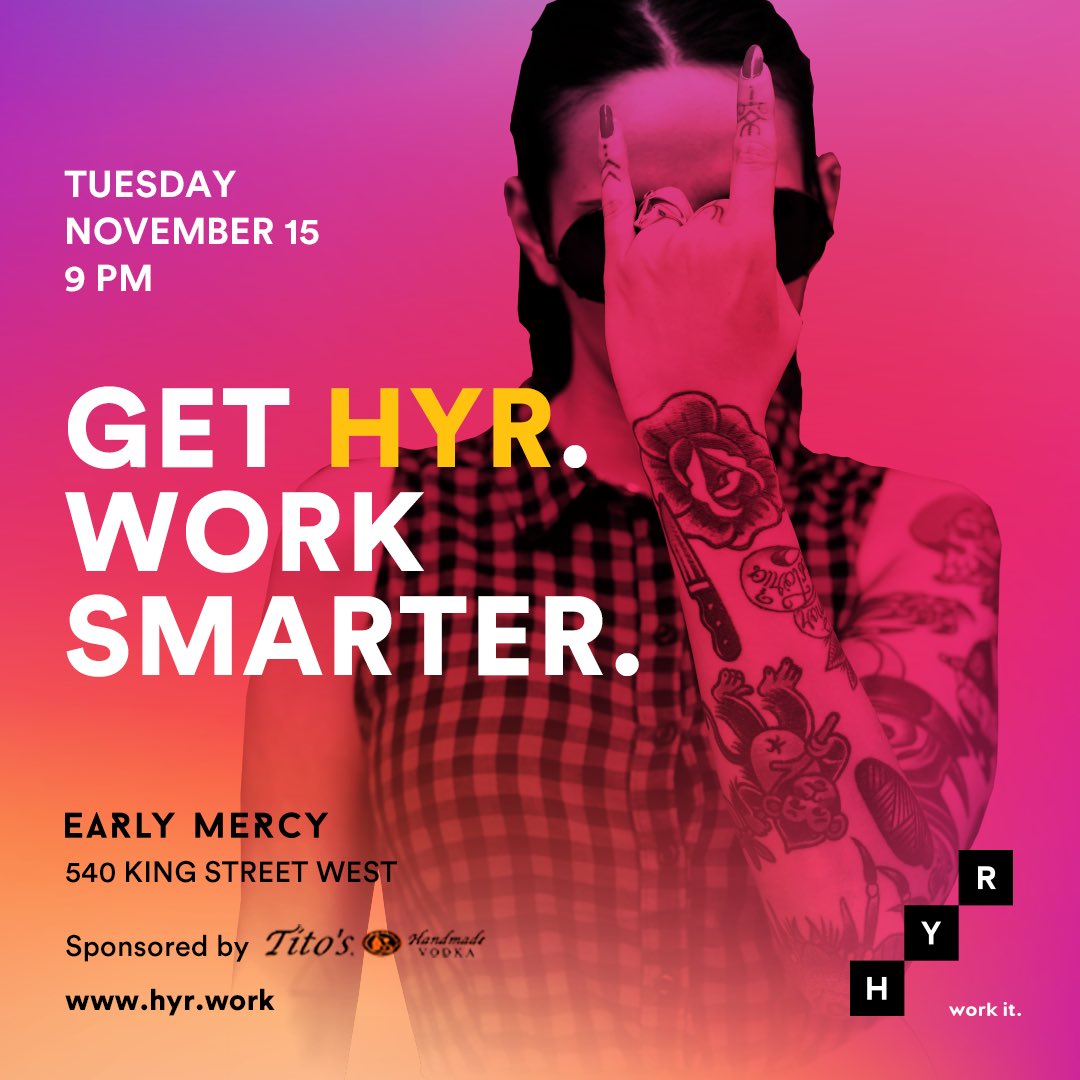 ExemptionEnt's tweet image. On Tuesday Nov 15th #HYR a NYC based company launches their app In Toronto. Come check it out at Early Mercy.