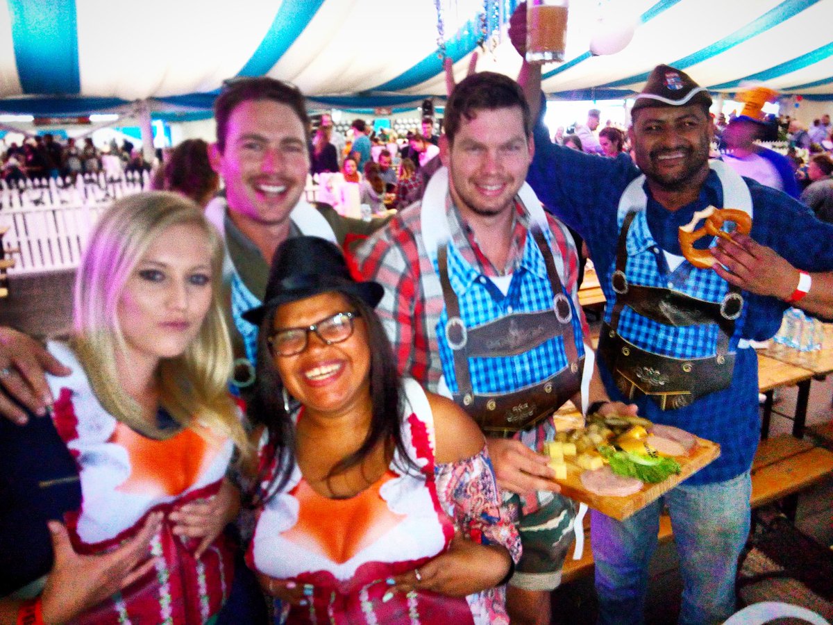 jamescapetown's tweet photo. ...and then my VIP winners all arrived &amp; got RIGHT into the #topsbierfest spirit over #cheese+pretzels !! 😋🇿🇦🌍😁 #oktoberfest #capetown #food https://t.co/kfJtAd9eSS