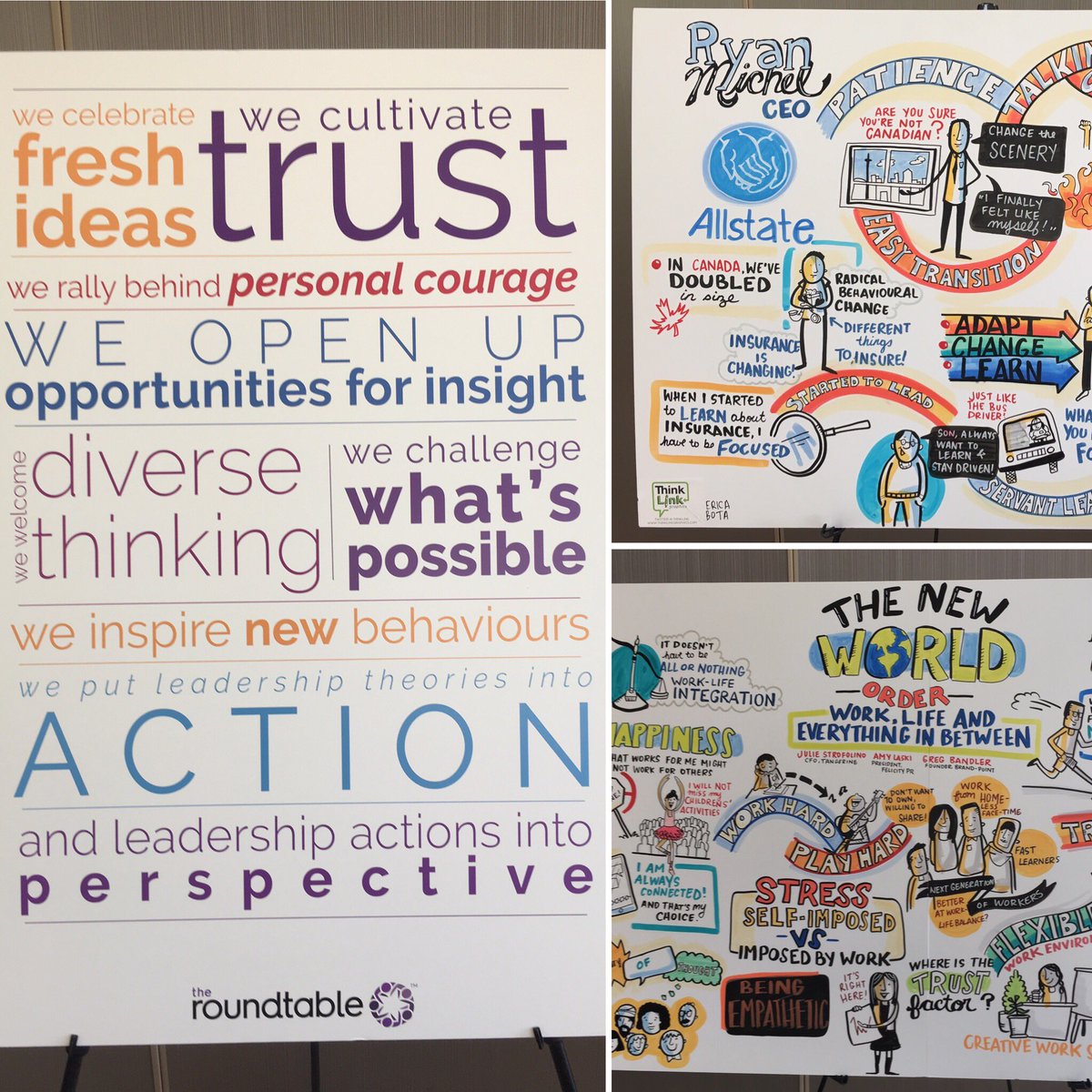 shanamceachren's tweet photo. Enjoying all the learning and networking at @HeyRoundtable #RechargeTO. Amazing hand drawn graphics by @EricaBota of @ThinkLink https://t.co/OGpZdHjs3R