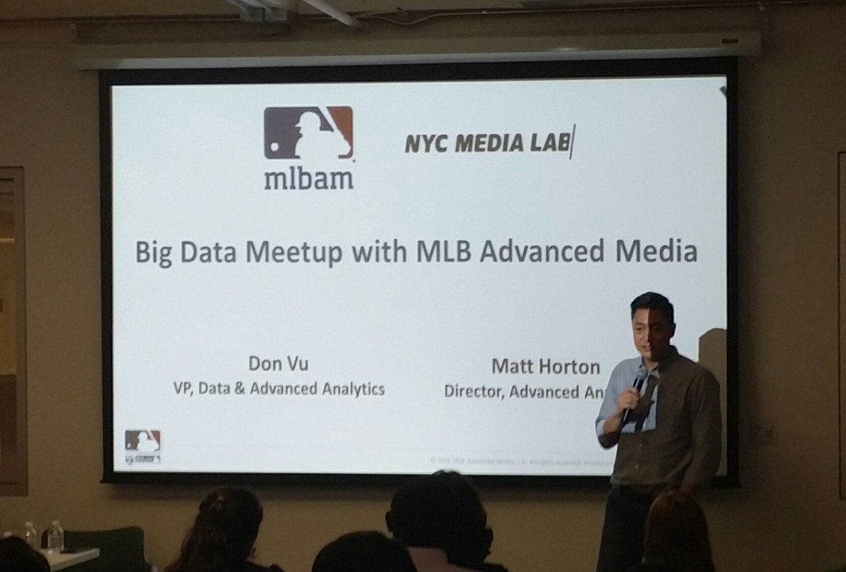 DiapentePlayer's tweet photo. Don Vu on uses of big data and machine learning @mlbam #bigdata #MachineLearning @nycmedialab https://t.co/6fuEJSzOCb