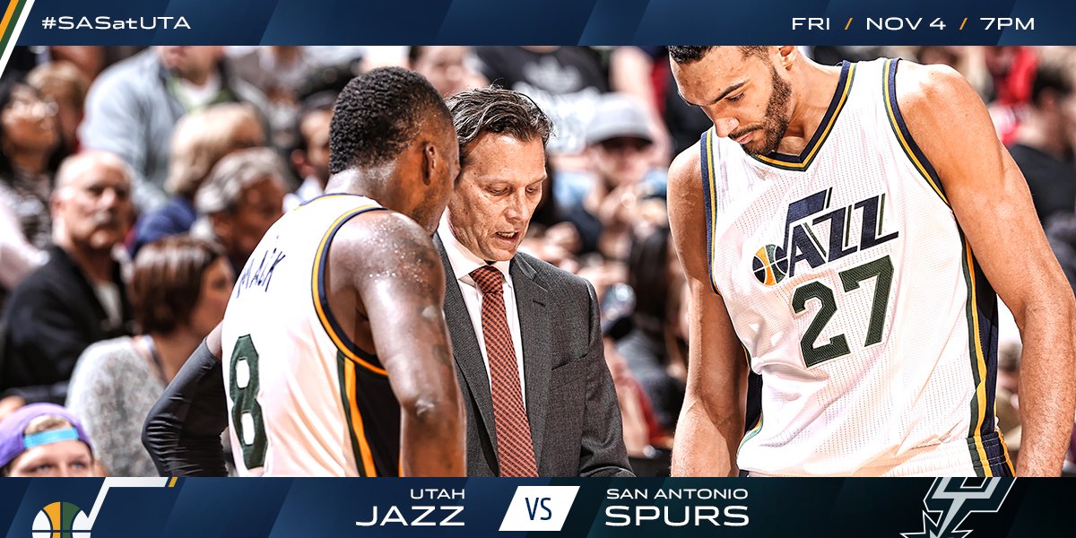 🏀: #SASatUTA 🎟: goo.gl/o6d1xW 📺: @ROOTSPORTS_RM 📻: @1280sports 📍: @vivintarena 📱: Utah Jazz App #TakeNote https://t.co/J5a6205OP4