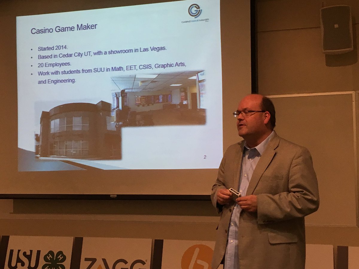 dixietechs's tweet image. Darin Gifford of Cedar City&apos;s own Casino Game Maker, is addressing our Tech Lunch. Worldwide gaming is huge! #dixietechs.