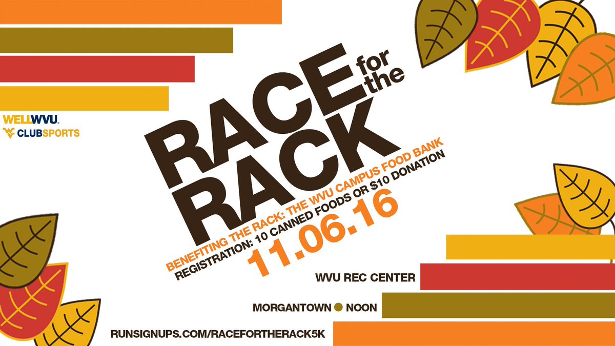 WVUSEL's tweet photo. The weather looks like it will be perfect on Sunday - be sure to sign up and support the @WVU_TheRack. @WVUSCF @WELLWVU https://t.co/zSZmP1550A