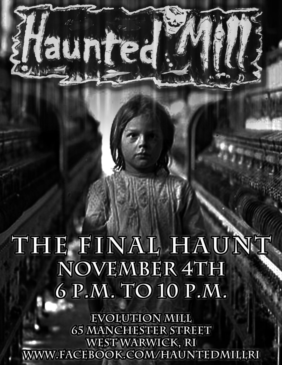 hauntedmillri's tweet photo. TONIGHT! THE FINAL HAUNT at the HAUNTED MILL! 6-9 PM!!! https://t.co/qw0oZV4ckj  #hauntedhouse #rhodeisland #horror #westwarwick #terror https://t.co/Tkv3tpEr8X