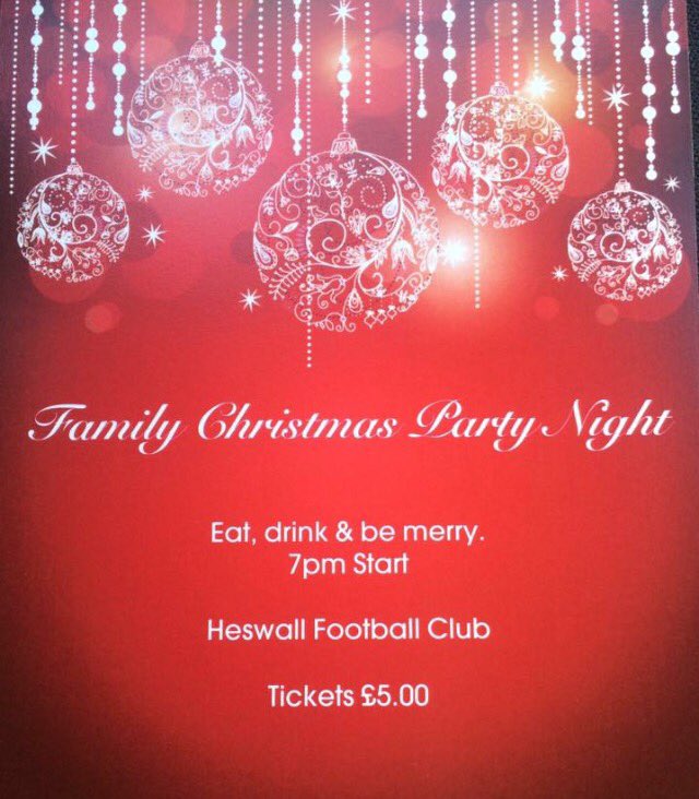 RevereEvents's tweet photo. @heswallfc Tickets on sale now£5.00 for our Christmas party SANTA/FOOD/DISCO/PRIZES 2nd DEC 7pm. 🌲🎁🎉🍾☃ https://t.co/LAMivQtzJX