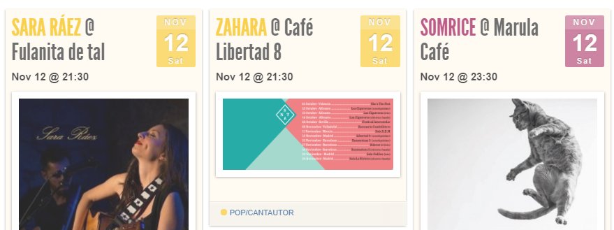 #ConciertosRecomendados! Hoy <a href="/sararaez/">SARA RÁEZ</a> <a href="/zaharapop/">Zahara</a> <a href="/SomriceBand/">Somrice</a> y más. Toda la info en: emergentes.es/agenda