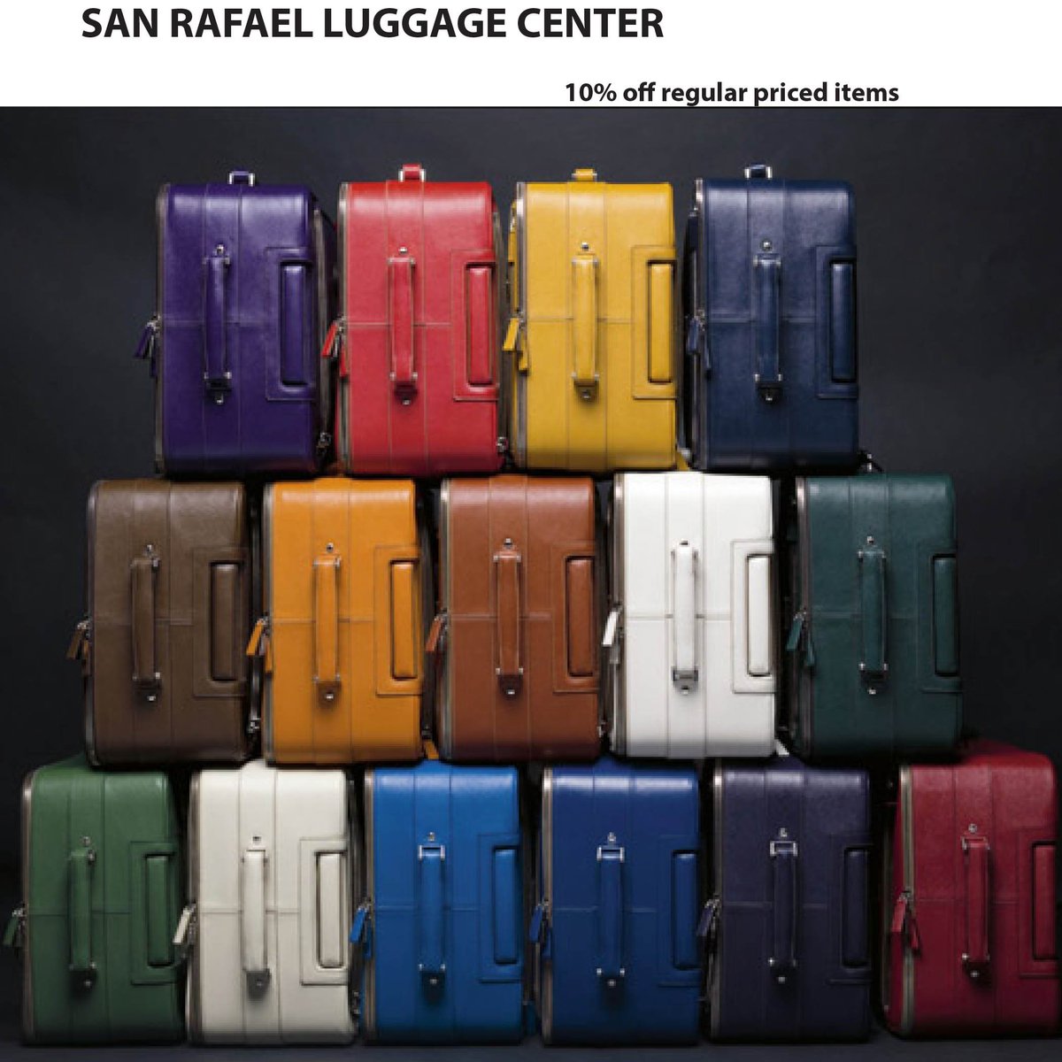 DUdiscounts's tweet photo. Going on a vacation soon? Check out the San Rafael Luggage center and receive 10% off regular priced items? #dudiscounts https://t.co/rPbTez1UKH