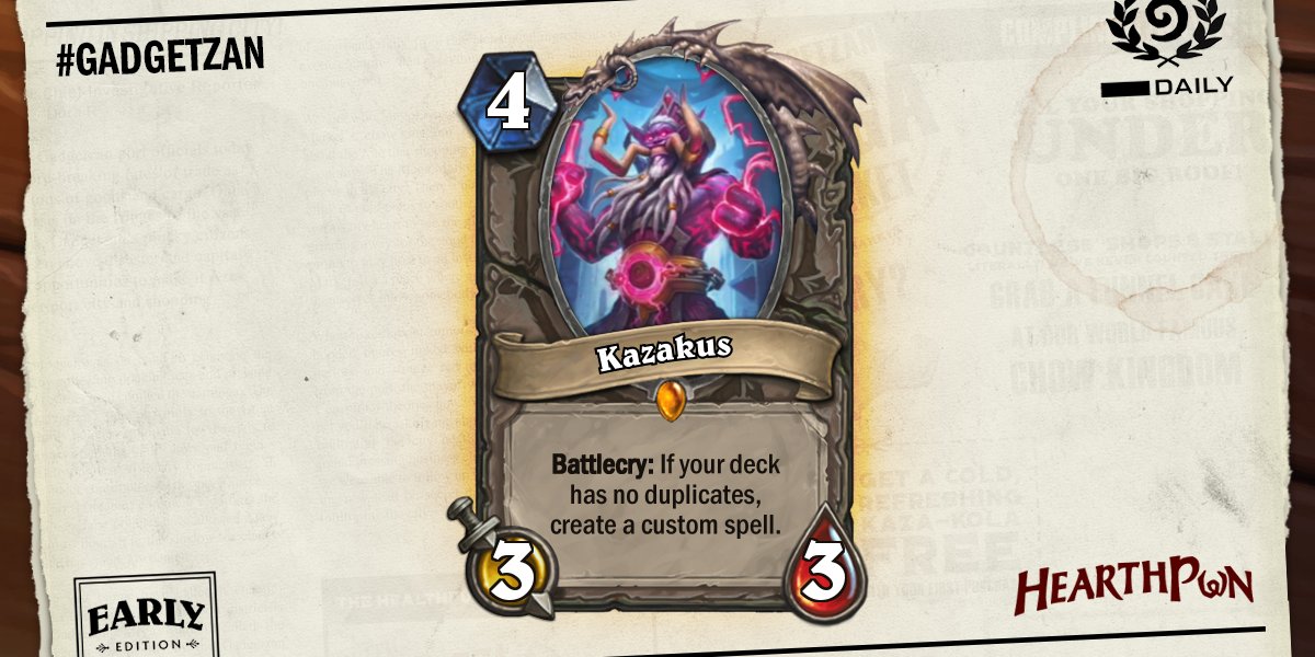 Hearthpwn's tweet photo. Kazakus! Another Kabal faction card usable by Mage, Priest and Warlock. #Gadgetzan

https://t.co/pX5d5NaMuy https://t.co/1mlr3tWv7H