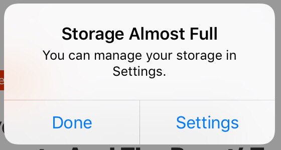 DAZZYBRAND's tweet photo. 6 Times today! GO AWAY!! #StorageAlmostFull #iPhoneProblems @Apple https://t.co/JgJlVqP4AF