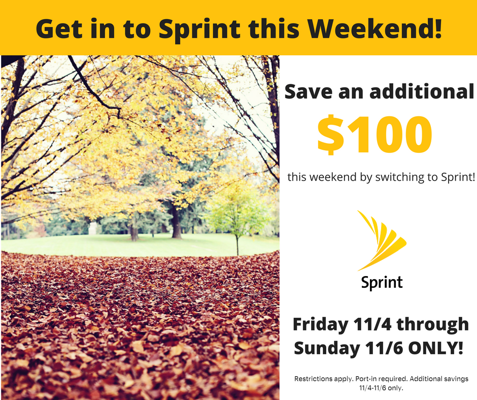 Sprint_MallatPG's tweet photo. This weekend only! Get a $100 service credit for each new line of service when you #Switch to @Sprint! #SwitchAndSave https://t.co/uTUuKjWI0W